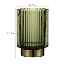 Load image into Gallery viewer, Desktop Retro Dark Green Gold Rim Glass Pen Holder Makeup Brush
